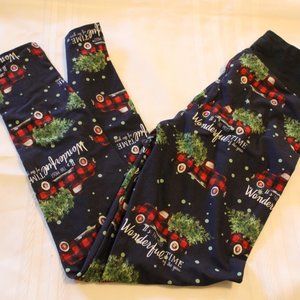 The Most Wonderful Time Buffalo Plaid Truck Xmas Leggings (112)